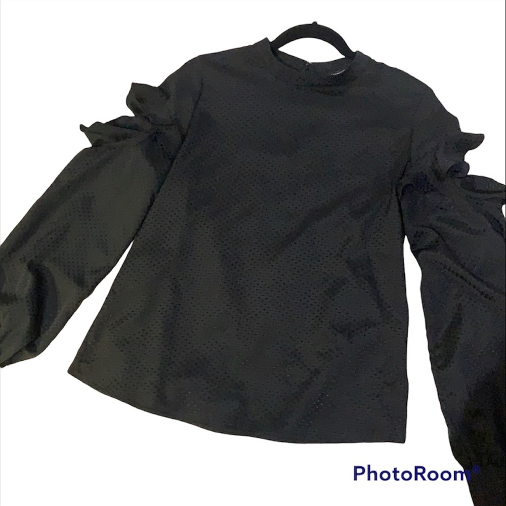 Express black cold shoulder long sleeve blouse